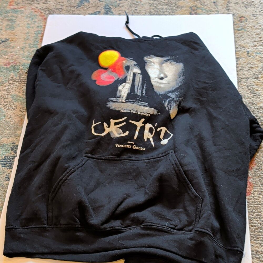 Black Tetro Graphic Print Pullover Hoodie Mens L Glidan